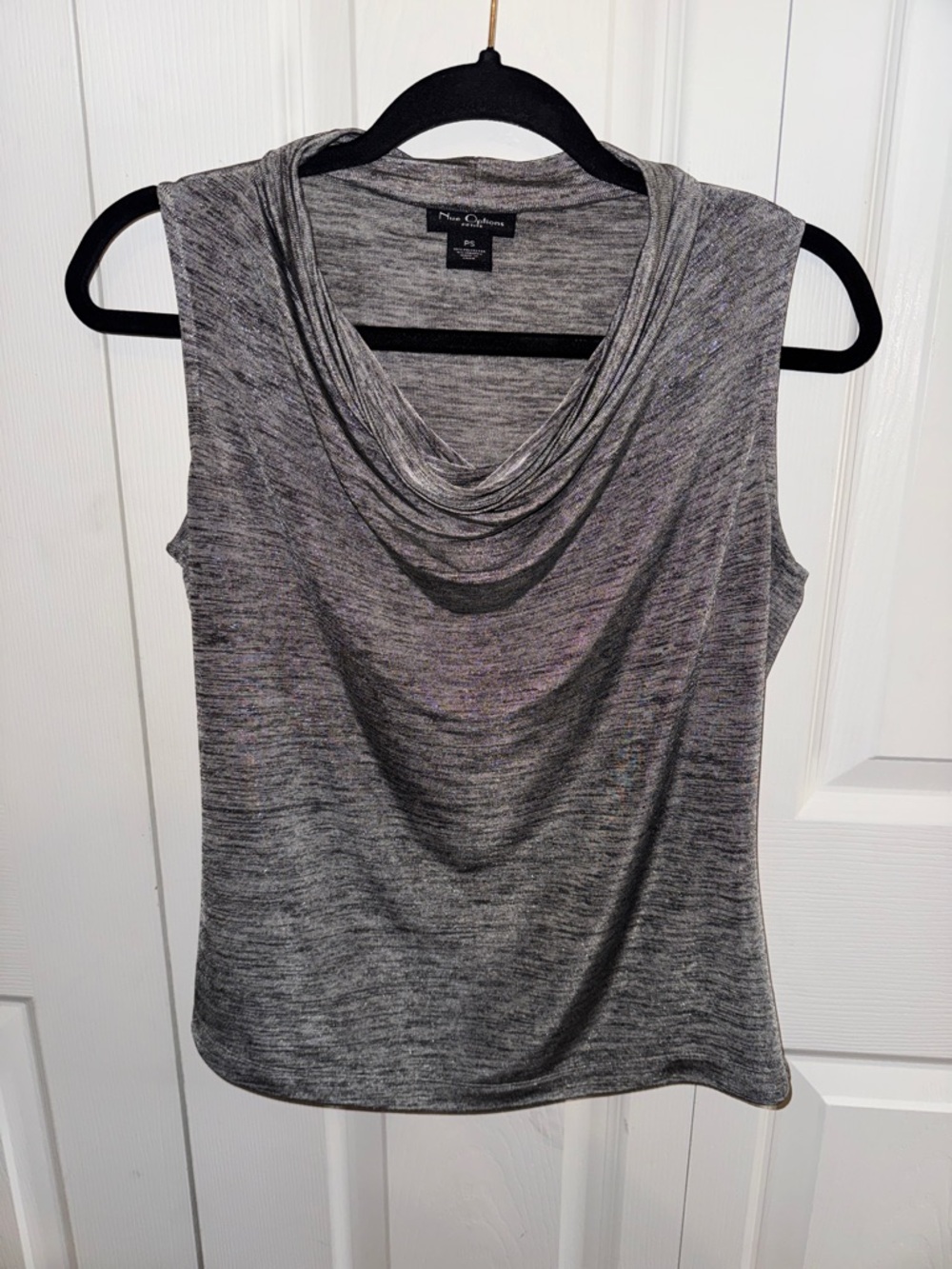 Nue Options Draped Cowl Neck Sleeveless Top in Heather Gray (CL)